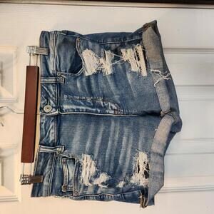 American Eagle Outfitters Blue Distressed Jean Shorts